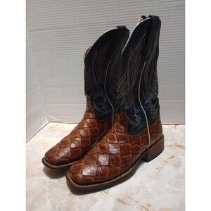 Anderson Bean Horse Power Piracucu Cowboy Boots Kids 5 Brown Blue Big Fish